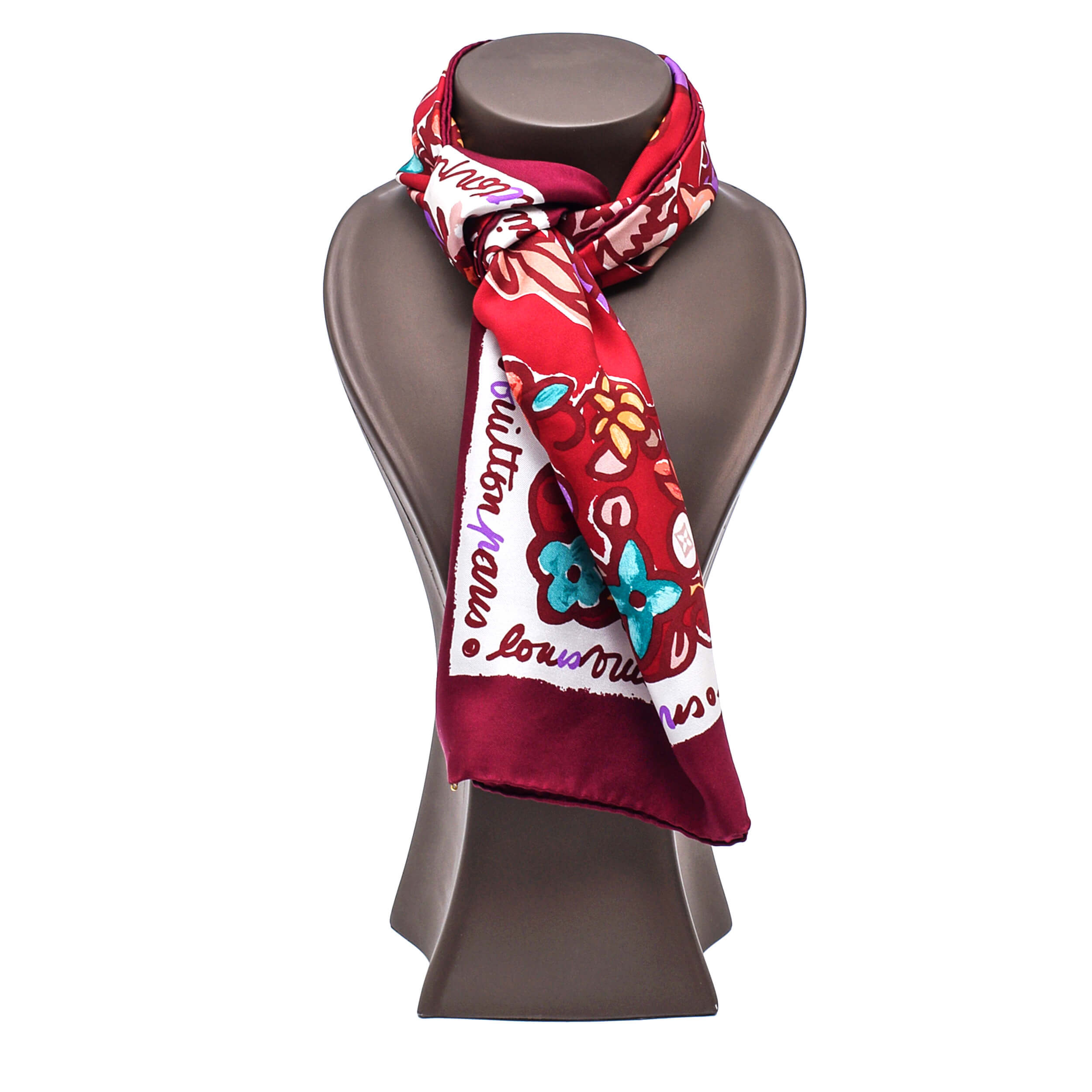 Louis Vuitton - Burgundy  Matryoshka Fleurs Silk Scarf